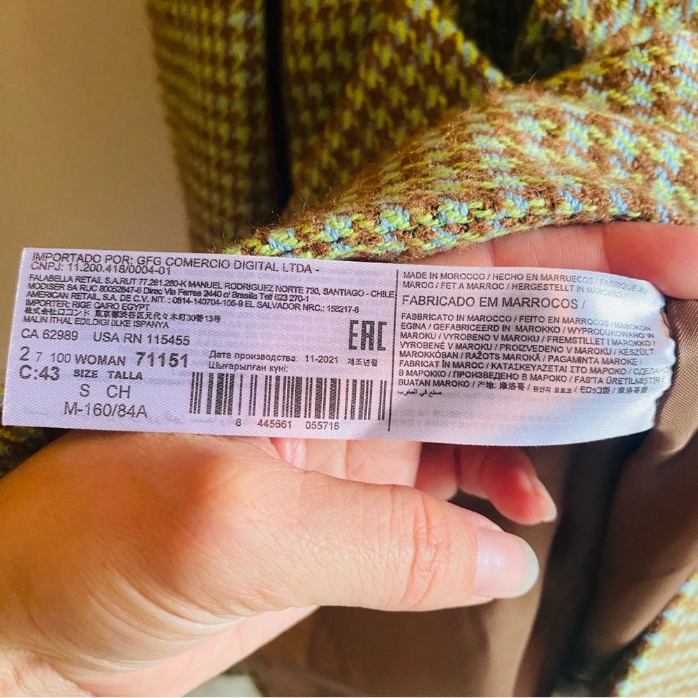 Mango Blazer Houndstooth Oversized Green - image 8